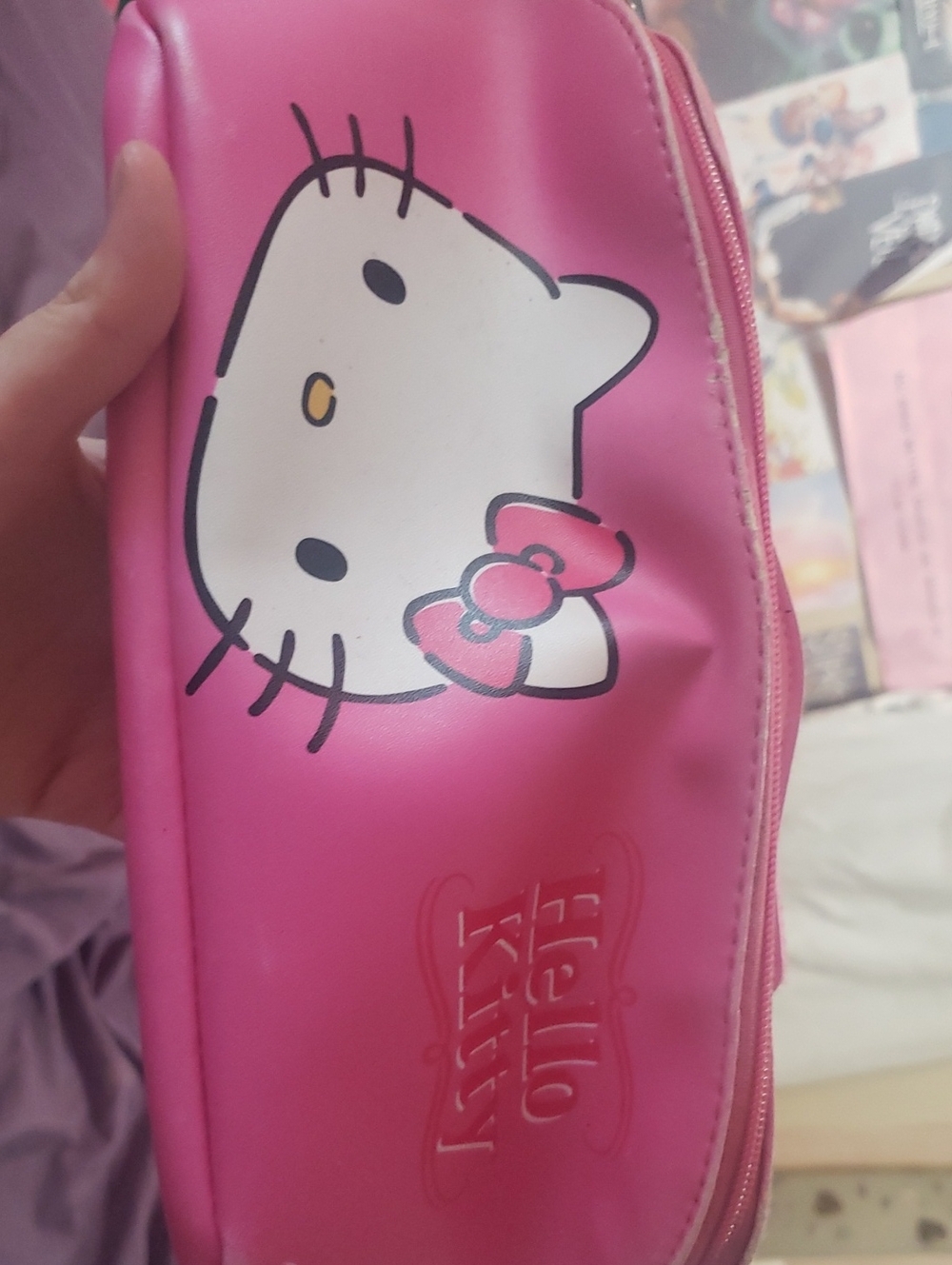 Sanrio Hello Kitty Hot Pink Pencil Pouch with Bow Graphic